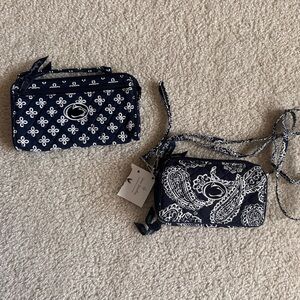 Vera Bradley Black and White Crossbody Bag + Wallet Bag